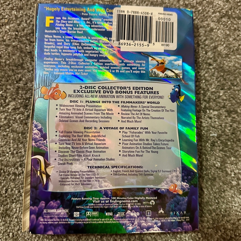 Disney Pixar Finding Nemo 2 Disc Collector's Edition DVD Bonus Features - Picture 2 of 5